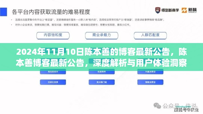 陈本善博客最新公告深度解析与用户体验洞察揭秘(2024年11月10日)