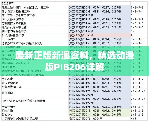最新正版新澳资料,精选动漫版PIB206详解